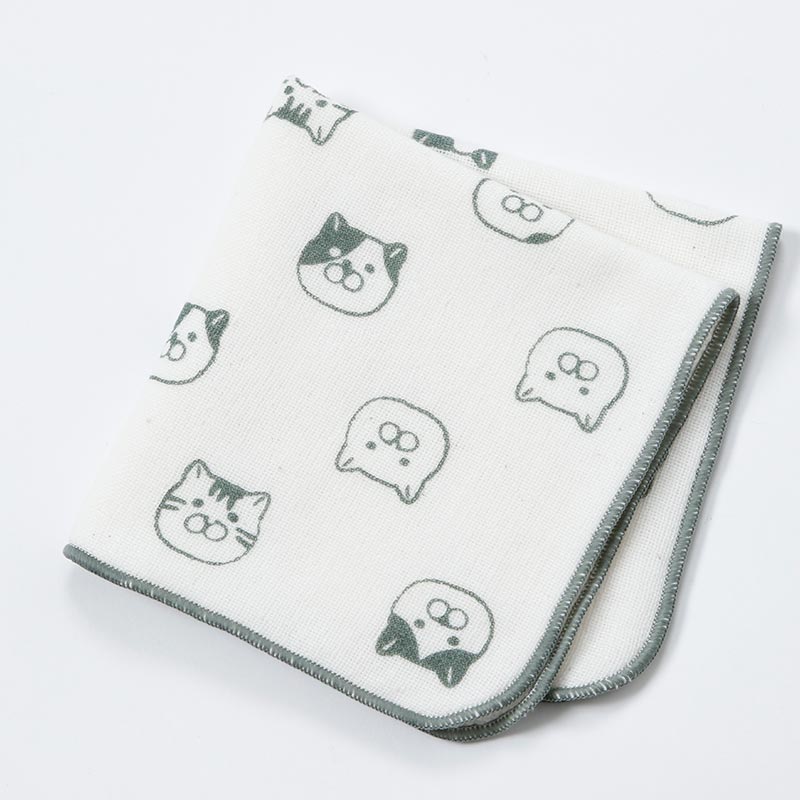 柔らかガーゼパイルハンカチ ねこがお