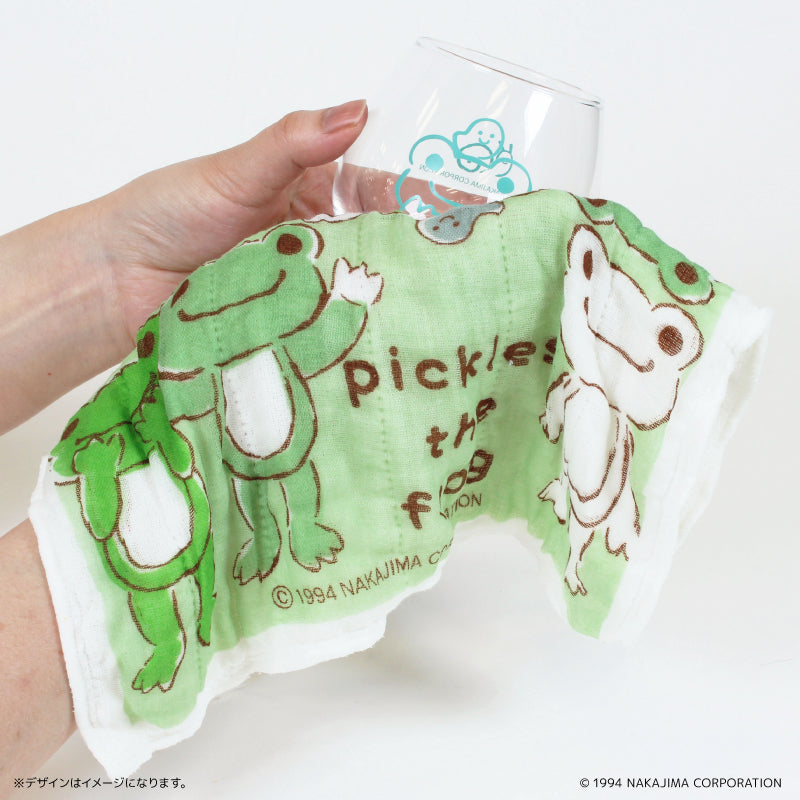 蚊帳生地ふきん(黄色) かえるのピクルス