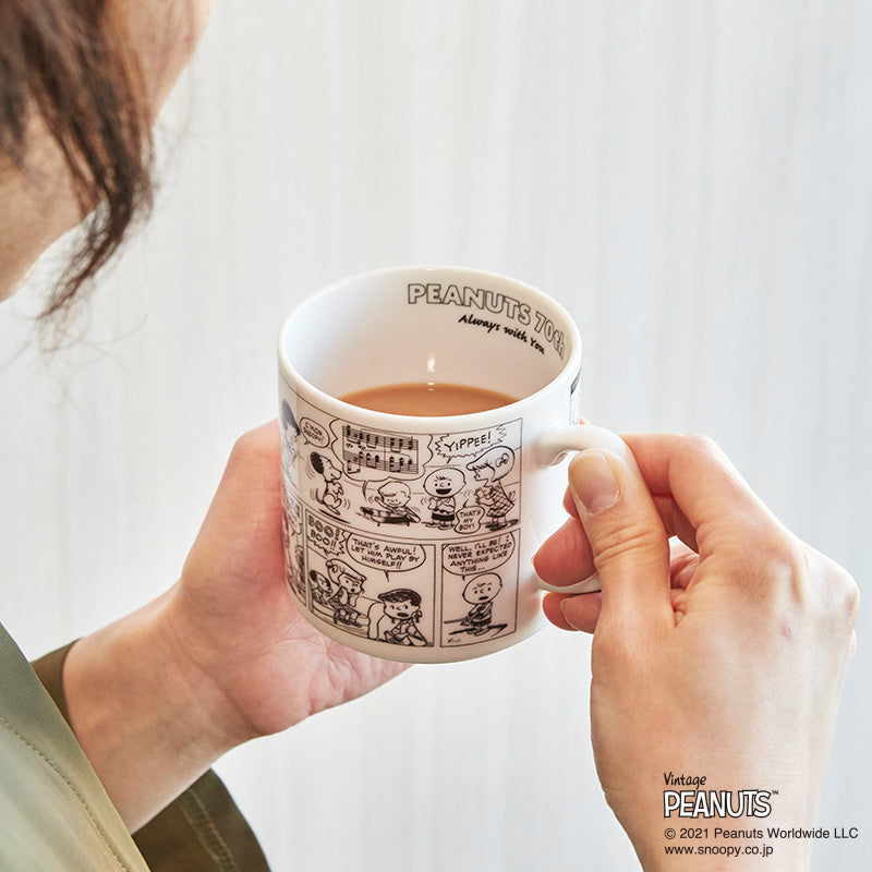 木製コースター付きマグ(コミック柄) PEANUTS