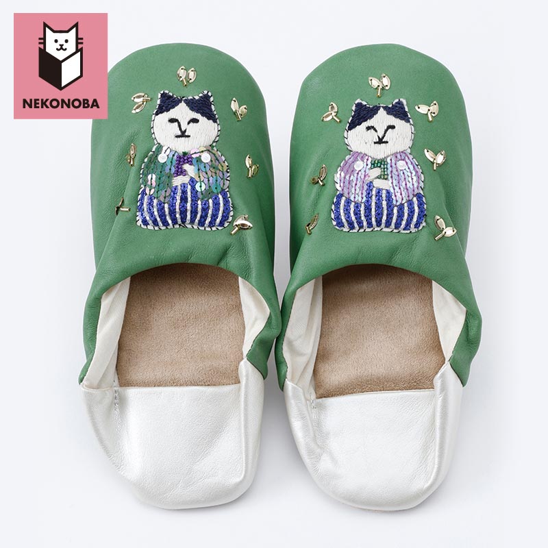 tamao×KOZACLA 刺繍ルームシューズ ねこ茶商