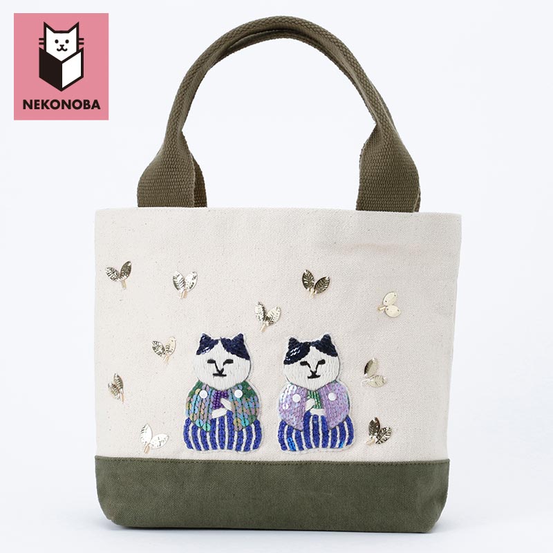 tamao×KOZACLA 刺繍ランチミニトート ねこ茶商