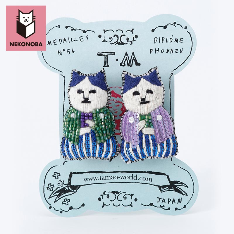tamao×KOZACLA 刺繍ミニブローチセット ねこ茶商