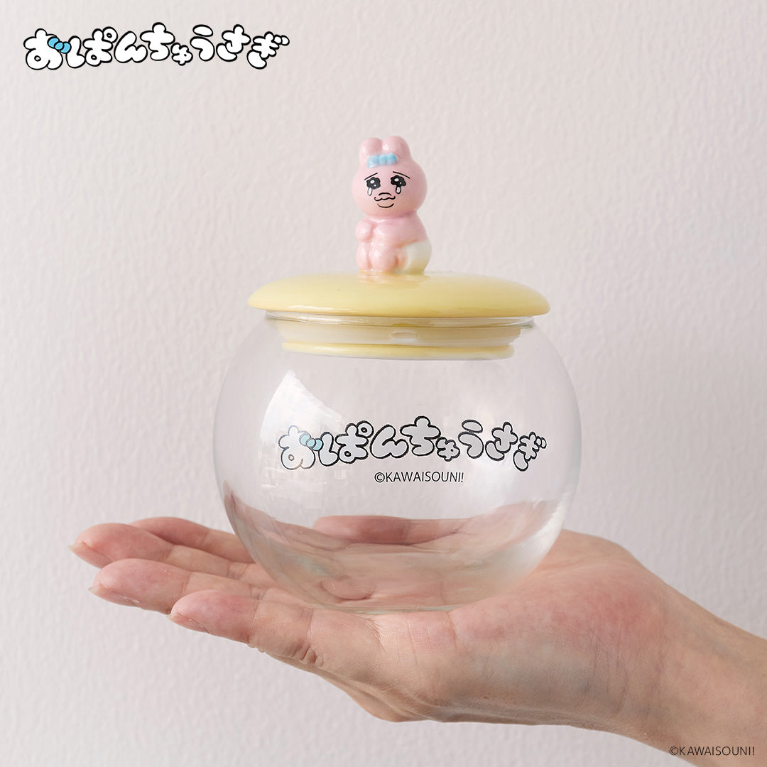 フィギュア付きガラスキャニスター おぱんちゅうさぎ