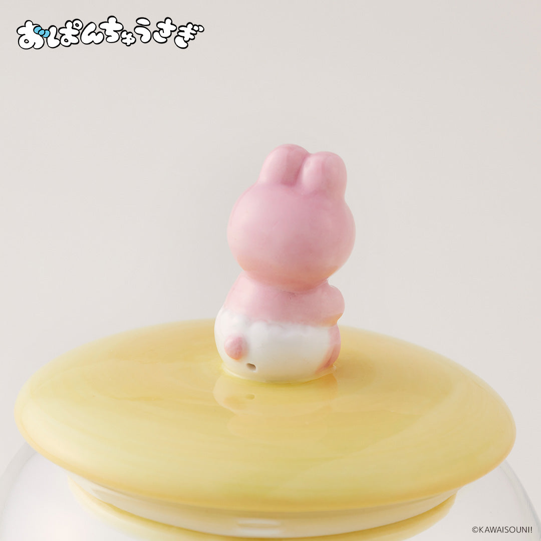 フィギュア付きガラスキャニスター おぱんちゅうさぎ