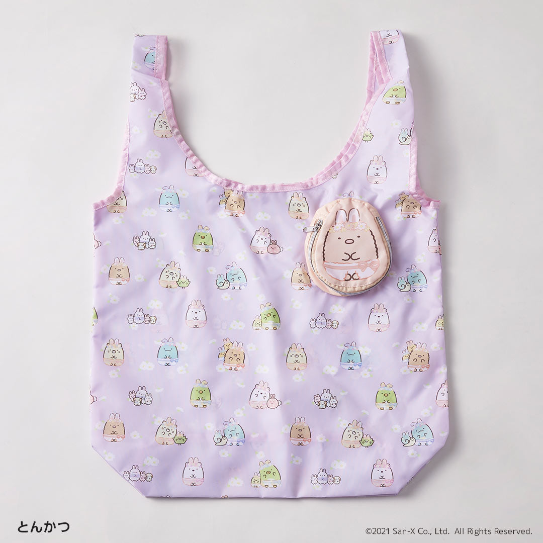 すみっコぐらし 収納ポーチ付きエコバッグ とんかつ