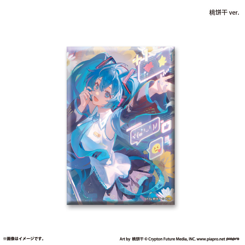 『初音ミク×スモールエス』 スクエア缶バッジ -桃饼干 ver.-