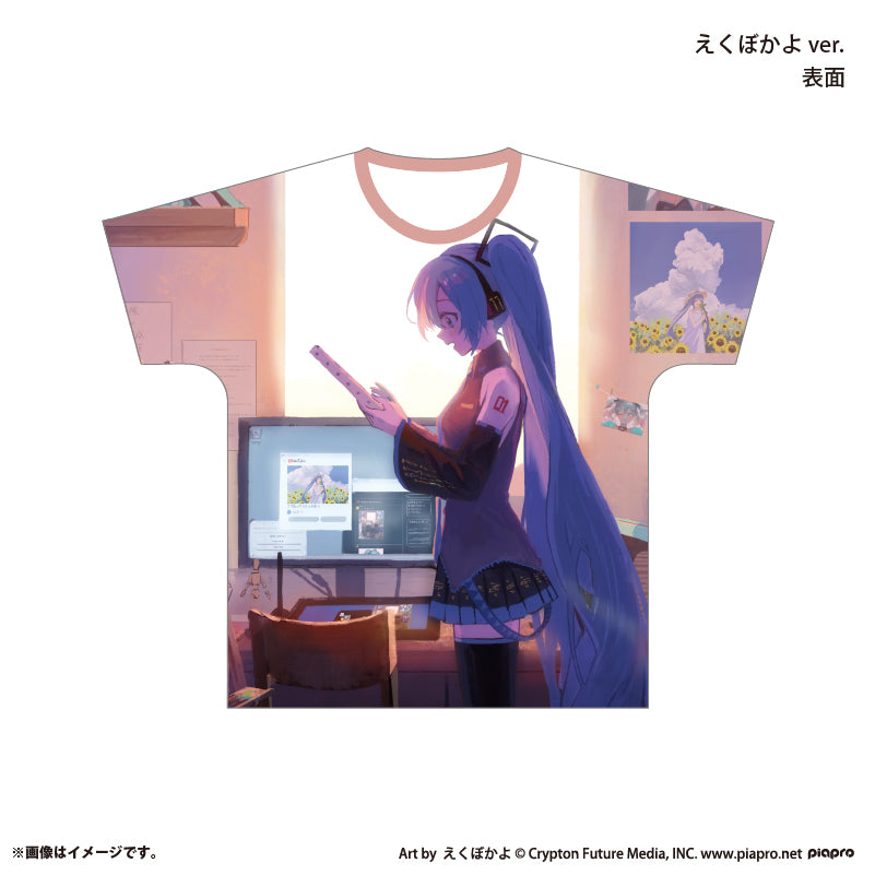 『初音ミク×スモールエス』 フルグラフィックTシャツ -えくぼかよ ver.