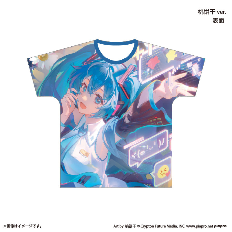 『初音ミク×スモールエス』 フルグラフィックTシャツ -桃饼干 ver.