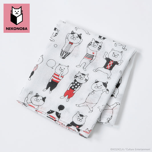 洗うとふんわりするガーゼ手ぬぐい　ゆかいなネコたち