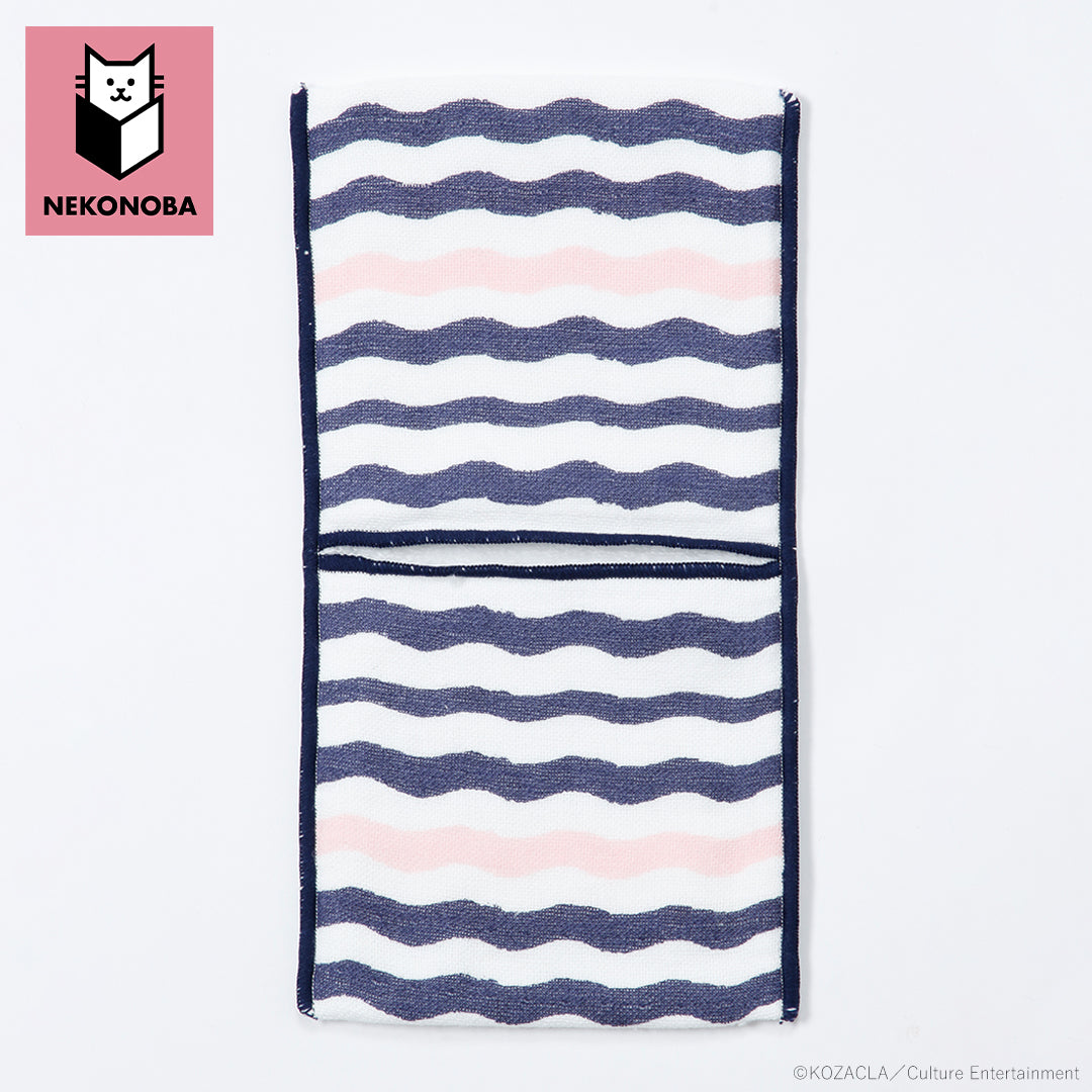 すごーく便利なタオルハンカチ　ボーダー　ネイビー×ピンク