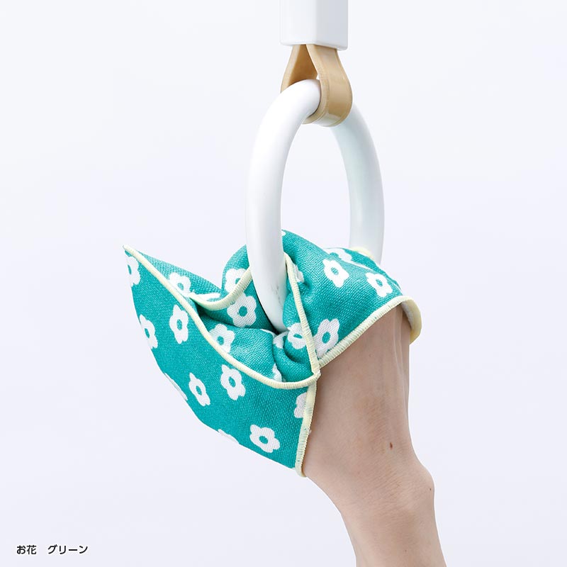 すごーく便利なタオルハンカチ　お花　グリーン