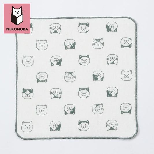 柔らかガーゼパイルハンカチ ねこがお