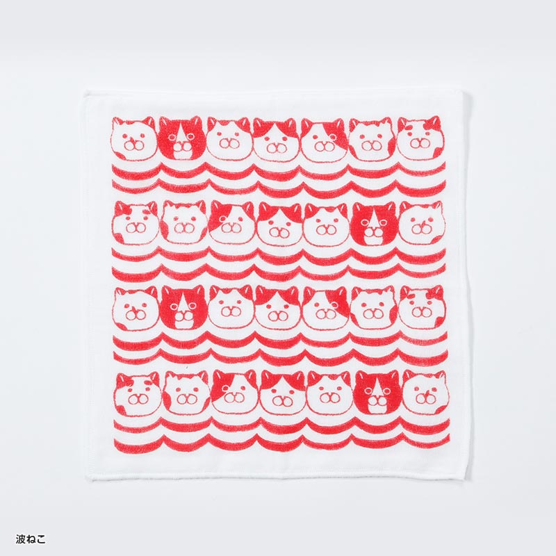 ふんわり8重ガーゼハンカチ2枚セット 波ねこ – FAN+Life
