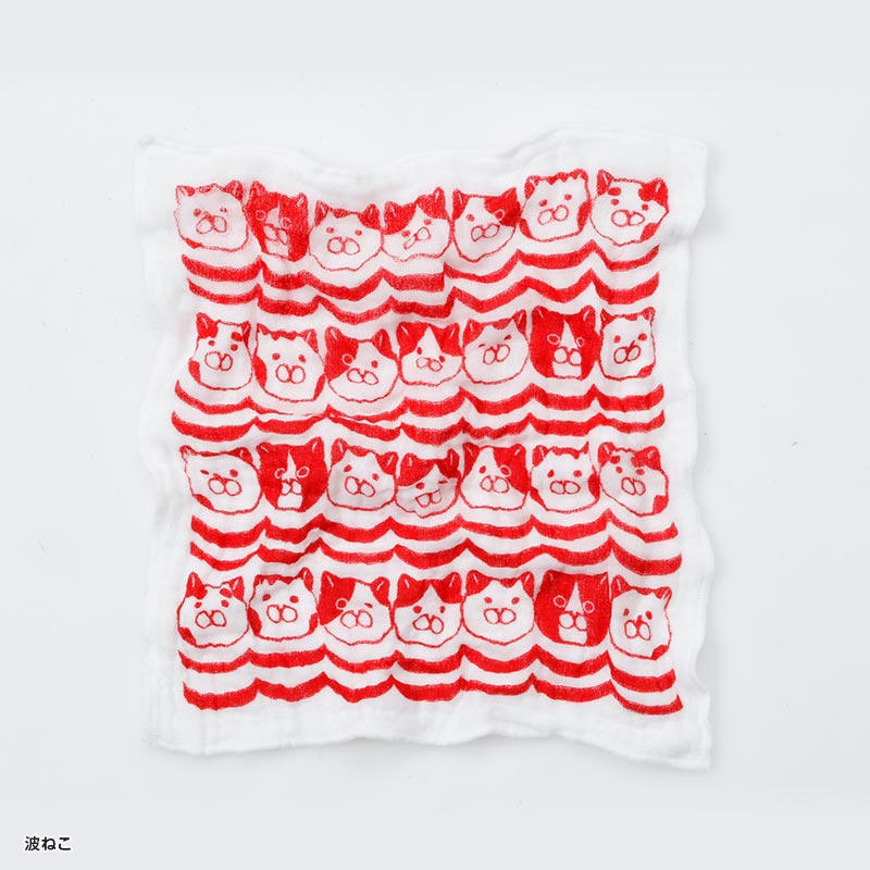 ふんわり8重ガーゼハンカチ2枚セット 波ねこ – FAN+Life
