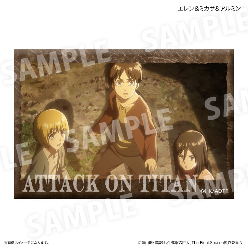 進撃の巨人 ミニアートスタンド エレン＆ミカサ＆アルミン