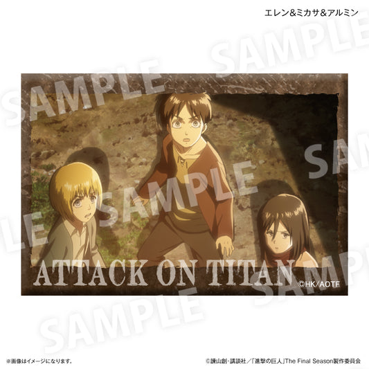 進撃の巨人 ミニアートスタンド エレン＆ミカサ＆アルミン