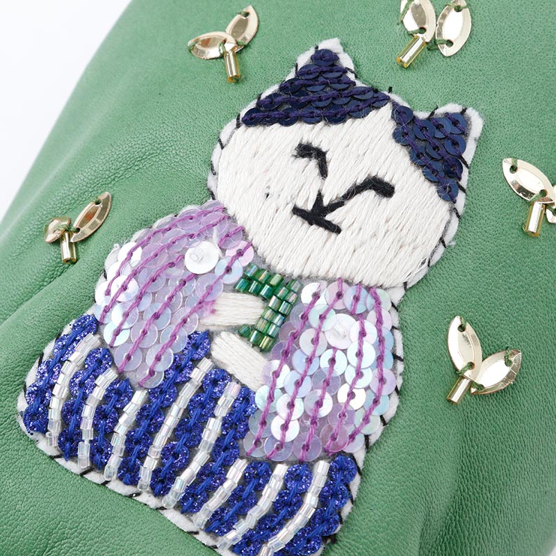 茶トラ タマオtamao猫刺繍 ルームシューズ 革スリッパ 猫雑貨 展示品-