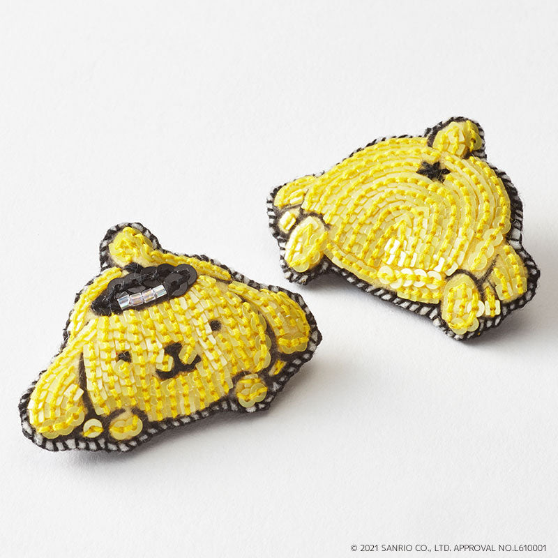 刺繍ブローチ　ポムポムプリン